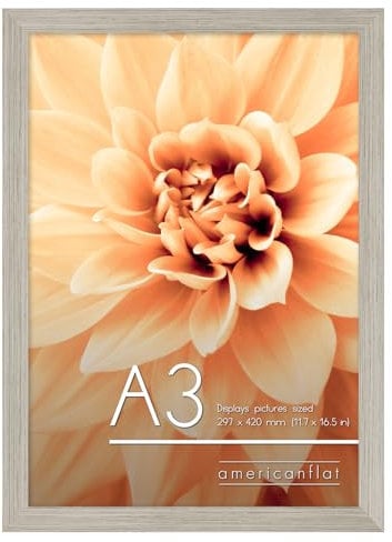 Americanflat Cadre Photo A3 Bois Flotté - MDF avec Verre Incassable Poli - Format Horizontal et Vertical pour Mur - 29,7x42 cm