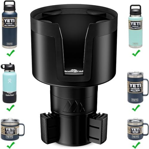 Integral Ultimate Expander Car Cup Holder - Adjustable Base - Expander & Organizer for Vehicles - Compatible with Coffee Mug, Yeti 14/24/36/46oz, Ramblers, Hydro Flasks 32/40oz, 3.4-4.0 Bottles
