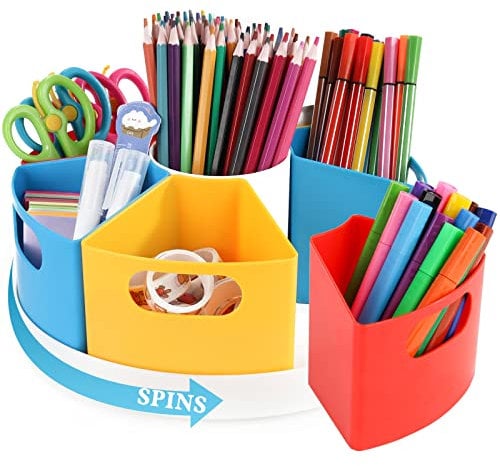 HMXLJJY Rotierende Stiftehalter Schreibtisch Organizer - Kinder Behälter zum Aufräumen und Aufbewahren, Drehbare Ablage für Bürobedarf Schulbedarf liefert Handwerk