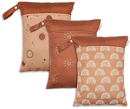 KKTAPOS - Borse bagnate asciutte per pannolini in tessuto per bambini, impermeabili, riutilizzabili, lavabili, borsa da palestra, piscina, articoli per bambini sporchi, borsa da yoga, palestra per