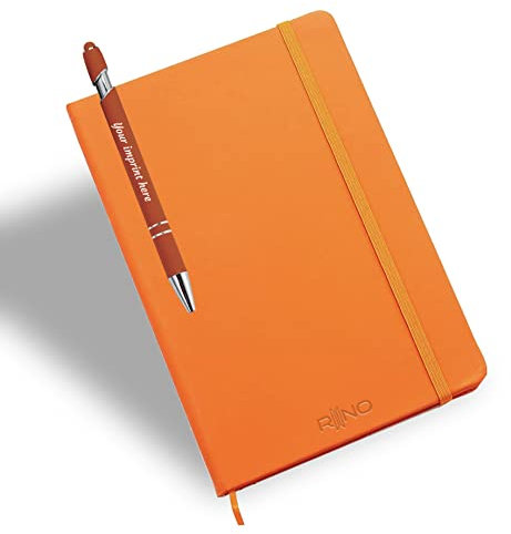 Generisch 2-in-1-Stift mit Ihrem personalisierten Text und dem passenden A5-Notizbuch… (Oranger Stift, Oranger Notizbuch)