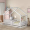 HESHU Kinderbett Hausbett 90x200 cm, Massivholz Bett für Jungen und Mädchen, mit Rausfallschutz und Lattenrost, ohne Matratze, Weiß