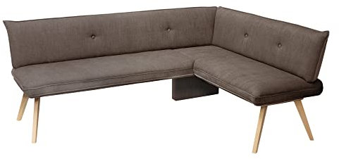 moebel-eins Grady I Eckbank, Gestell Massivholz/Stoffbezug, 180 x 160 cm, braun