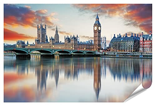 islandburner XXL Bild Poster London Big Ben und Houses of Parliament Großbritannien Premium Bilder Fotodruck