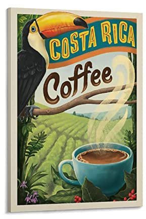 ENTE Vintage-Poster, Costa Rica, Kaffee-Poster, dekoratives Gemälde, Leinwand, Wandposter und Kunstbild, modernes Familien-Schlafzimmer, Deko-Poster, 30 x 45 cm