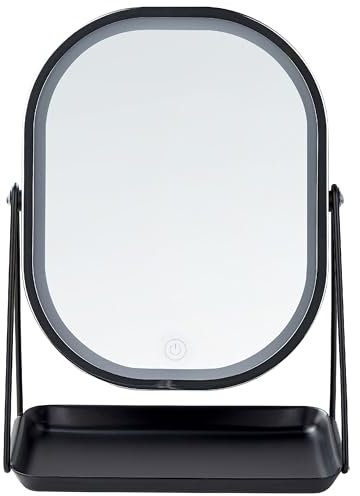 Spiegel für den Frisiertisch beleuchteter LED Schminkspiegel 20 x 22 cm Silber Dordogne