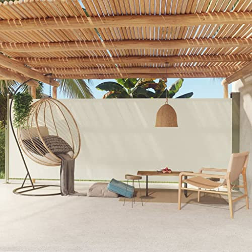 puraday Toldo lateral extensible de 200 x 500 cm, color crema, protección visual para terraza, balcón, pared lateral, elegante toldo lateral, protección contra el viento y el sol, protección visual y