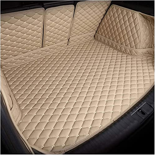 NALSA Auto Leder Kofferraummatte Kofferraumwanne Für BMW i4 (G26) M50 2021 2022 2023, Voller Surround Kofferraummatte Cargo Teppich Antirutschmatte Kofferraum Schutzmatte Zubehör,D/Beige