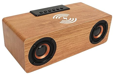 Réveil Haut-Parleur Bluetooth en Bois avec Radio FM Chargeur de Téléphone sans Fil Réveil Haut-Parleur Bluetooth pour Chevet de Chambre