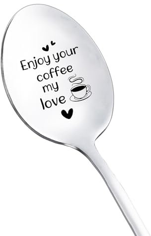 Best Friend Couple Spoons Gifts for Christmas Coffee Lover Gift for Him Her Enjoy Your Coffee My Love Spoon for Boyfriend Girlfriend BFF Valentines Day Gifts Coffee Spoon