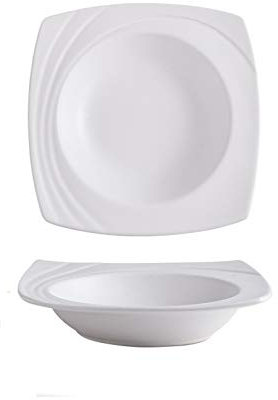 Assiettes à dîner Assiette creuse carrée à larges côtés, pâtes en céramique, assiette de service à salade, assiette personnalisée pour restaurant et usage familial, couleurs assorties. Ensemble d'assi
