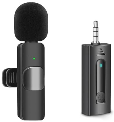 Lancoon Micrófono Inalámbrico Compatible con Cámara Audio Teléfono Portátil Micrófono Solapa con Plug and Play Larga Duración para Transmisión en Vivo Grabación de Vídeo Vlog