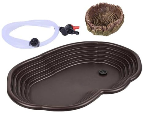 Colcolo Badeschale für Reptilien, Wasserschale für Schildkröten mit Rampe, Futterschale für Reptilien, für Schildkröten, Bartagamen, Geckos, Tierbedarf, Bad, mit Drainage