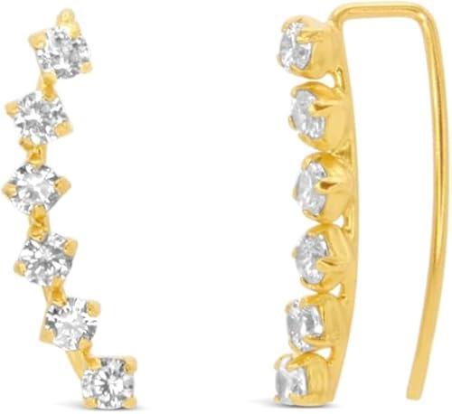 ARS-ARGENTI Ohrringe Climber Brillantoptik Silber 925 Schmuck Geschenk Damen Mädchen Design Sterne 25 mm extravagant glamourös hochwertig edel hypoallergen Sterling Silber