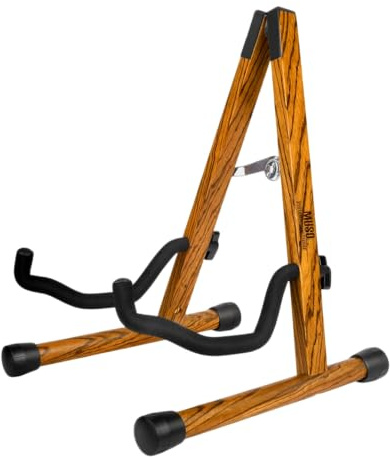 MUSO Gitarrenständer aus Naturholz, A-Rahmen, zusammenklappbar, einfache Montage und tragbar, für Gitarre, Bass, Ukulele, Banjo, Cello, Mandoline, langlebiger und solider Halter (Zebra)