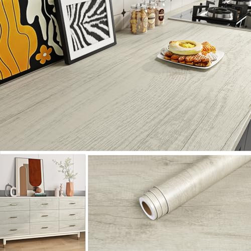 Livelynine Vinilo para Encimera de Cocina Madera Clara 40CMx10M Vinilo Adhesivo Madera Claro Papel Vinilos Adhesivo Muebles Escritorio Vinilos para Muebles de Baño Papel Pintado Pared Autoadhesivo