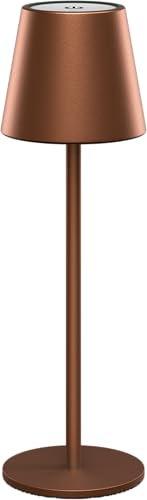 goobay LED Tischleuchte kabellos/stufenlos dimmbar mit Touch Steuerung/LED Akku Tischlampe für Innen und Außen / 180lm und 3000K warmweiß, USB-C, Bronze / 73930