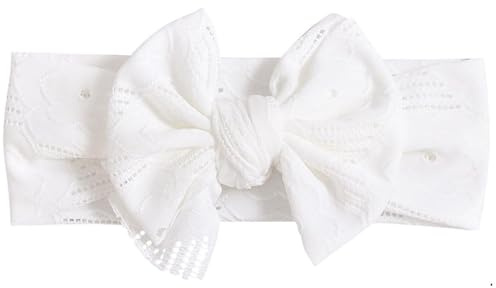 Bkemkri Diademas de Turbante para Bebé, Vendas de Bebé Niñas, Diadema con Lazo para Bebé, Bandas Elásticas para el Pelo para Bebé Recién Nacido, para Recién Nacidos y Niños Pequeños, Blanco