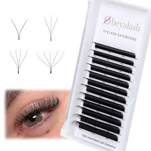 Lash Trays Lash Extensions 0.07mm 3D YY Lashes C Curl Pre Made Fan Eyelash Extensions 8-14mm Pre Made Fans YY Eyelashes Lash Extension by Obeyalash (3D-0.07-C-8-14mm)
