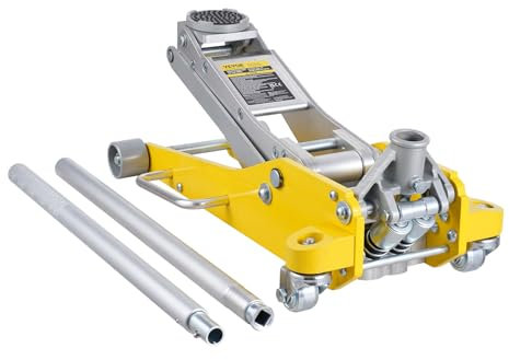VEVOR hydraulischer Rangierwagenheber Wagenheber mit niedrigem Profil 3 t, robuster hydraulischer Wagenheber aus Aluminium hydraulischer Wagenheber mit Doppelkolben-Schnellhubpumpe, gelb 93-465 mm