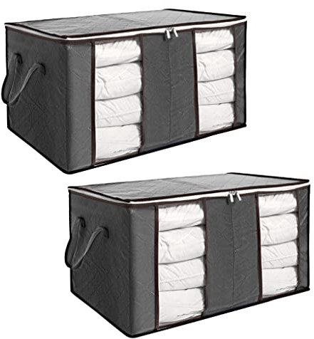 Bolsa de almacenamiento de edredón de 90 L de gran capacidad con compartimento para almacenamiento de ropa y colchas