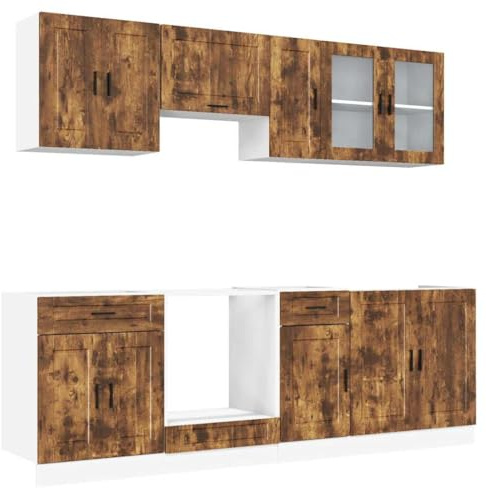 vidaXL 8 Piece Kitchen Cabinet Set Porto Smoked Oak Engineered Wood
