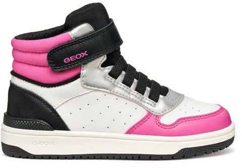 Geox J Washiba Girl Sneaker, Bianco/Fucsia, 33 EU, Bianco Fucsia., 33 EU