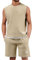 Faonkeew Jogging Suit Men's Summer Waffle Sports Suit 2-Piece Outfit Sports Set Tracksuit Tank Top and Shorts Short Sleeve Casual Leisure Suit Tracksuit for Men, khaki, 5XL