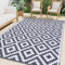 Obundi Outdoor Rugs for Patios Waterproof,Grey Geometric Plastic Mat,Easy Cleaning & Foldable Area Rugs for Summer Garden,Camping, Beach, Picnic, Backyard(Grey White,120×180 cm)