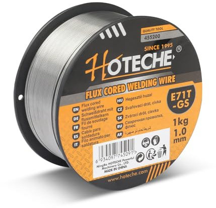Hoteche E71T-GS 1KG 1.0MM Filo di riempimento per saldatrice senza gas e con saldatura universale a gas, ideale per lavori in metallo, alta qualità e affidabilità per applicazioni professionali