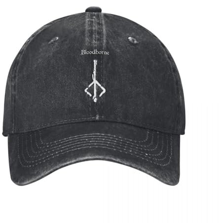 UIOPPIOS Casual Bloodborne Hunter Symbol Weiß Baseballmützen Unisex-Stil Distressed Denim Washed Snapback Hut Running Golf Hüte Kappe
