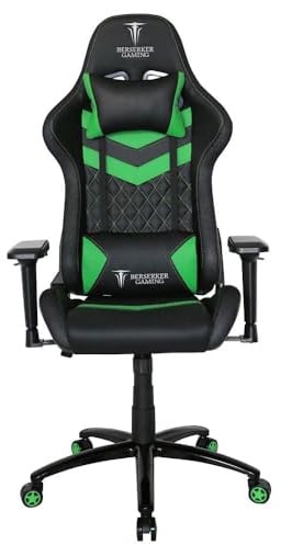 BERSERKER Chaise Gaming Ergonomique, Rotation 360°, Inclinable 90-180°, Capacité 160 kg, Simili Cuir, Noir