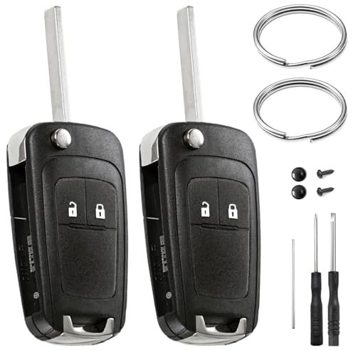 2 Pièces Coque Clé de 2 Boutons Compatible avec Opel Adam Astra Insignia Meriva Mokka Zafira et Chevrolet Cruze Aveo Orlando Spark Trax Captiva Matiz Cle Télécommande Boitier Clef de Voiture