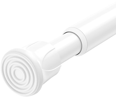 ZipGlo 1Stück Gardinenstange Ohne Bohren Weiß 70-130cm Ø13mm Klemmstange