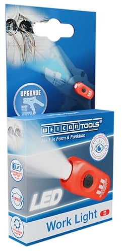 WEICON TOOLS LED Work Light, für WEICON TOOLS Abisolierzangen, rot | LED Arbeitsleuchte, Werkstattleuchte, Baustellenlampe, für Elektroinstallation