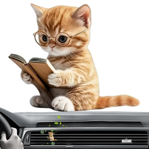Autolüftungsclips Niedlich Niedliche Katze Luftreiniger Für Auto Clip | Langanhaltende 3D-Acryl Düfte für Reisen und Fahrzeuginnenraum