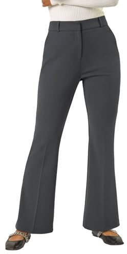 Roman Bootleg Trouser for Women UK Ladies Bootcut Stretch Flared Winter Autumn Long Full Length Pull-On Casual Smart Work Office Wear Business Soft Flattering