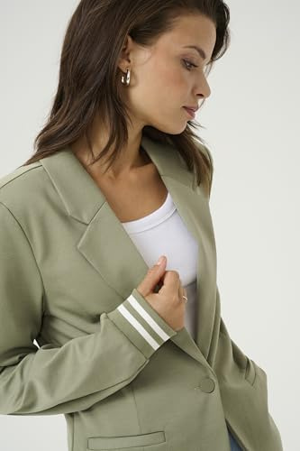 KAFFE Blazer Kinnie Damen Blazer Business Langarm Jacke Spotlich Elegant L, Oil Green/Chalk Stripe L