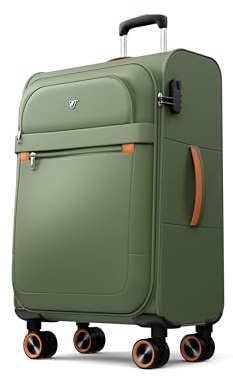 ABISTAB Trier Weichschalenkoffer M 66 cm, Zahlenschloss, Dunkelgrün | 77 L, reißfestes Oxford-Gewebe, leise 360°-Rollen, Zahlenschloss sowie Spanngurten, Netzfach und Trennwand