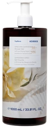 KORRES GRECIAN GARDENIA Duschgel Jumbo, mildes Duschgel mit griechischem Salbeiextrakt & Aloe, Duft nach Gardenie & süßem Moschus, Vorratsgröße, für alle Hauttypen, vegan, 1L