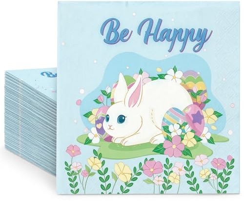 XSJIJKAG 40 Stück Servietten Ostern, 33x33CM Osterhase osterservietten, Ostern Frühling, Papierservietten für Osterfeier Geburtstag Party Familienessen, Dekorative Servietten Hase