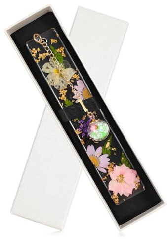 JSRQT Bookmark, Personalised Bookmark, Teacher Gifts, Original Book Mark, Initial I Bookmarks for Women, Cute Pressed Flower Book Marks Women, Lover Gifts for Readers, 26 Letters Page Reading Marker