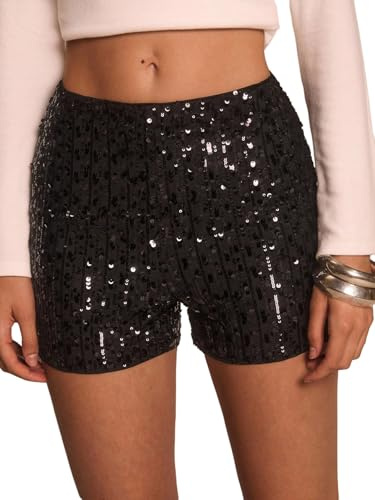 SOLY HUX Pailletten Kurze Hose Damen Party Outfit Sommer Hot Pants Glitzer Shorts Festival Outfit Sexy Clubwear