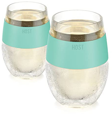 HOST Set di 2 Coppe Refrigeranti per Bevande Congelabili, Bicchiere Refrigerante per Bevande da Congelatore, Bicchieri per Vino Rosso e Bianco, 251 ml, Color Menta