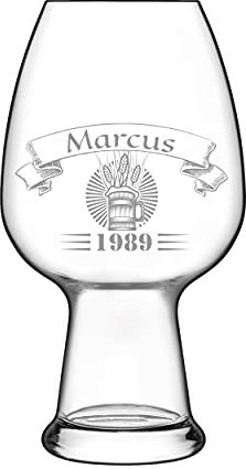 Vaso de cerveza personalizado, grabado - Weiss de trigo/cerveza artesanal (cristal) - diseño 2