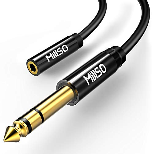 MillSO Câble adaptateur jack audio stéréo 6,35 vers 3,5 adaptateur jack 6,35 mm vers prise jack 3,5 mm câble d'instrument pour guitare, piano, ampli basse, table de mixage, 0,3 m