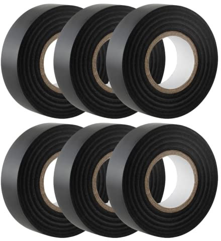 GTSE - Isolierband Schwarz - 19 mm x 20 m - strapazierfähiges, selbstklebendes Isolierband - zum Schutz, Bündeln und Reparieren von Kabeln - 6 Rollen