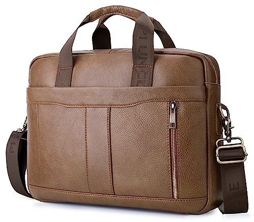 YOODI Vintage Hommes Sac à Main en Cuir Véritable Sac Business Mallette 15.6 Malette Ordinateur Portable Hommes Porte-Documents Sacoche en Cuir d'affaires Sac à Bandoulière