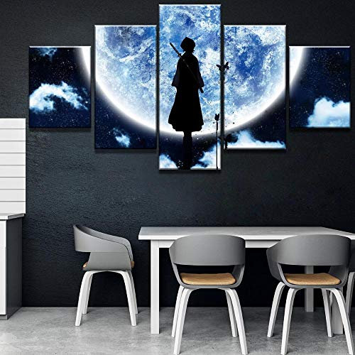 Yywife Bilder 5 Teilig leinWandbilder Große Bleach Moon Anime Decoracion Rahmenlos leinwanddrucke 5 stück wandkunst Leinwand Bilder XXL Wohnzimmer Wohnkultur 150X80Cm Kreatives Geschenk