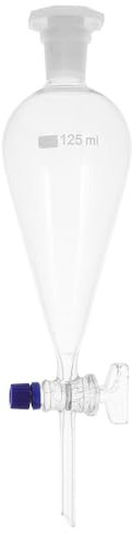 iplusmile Borosilicato Imbuto Separatore A Forma di Pera 125Ml Parete Pesante Conico Imbuto Separatore di Separazione Imbuto per La Chimica di Laboratorio Accessorio Trasparente